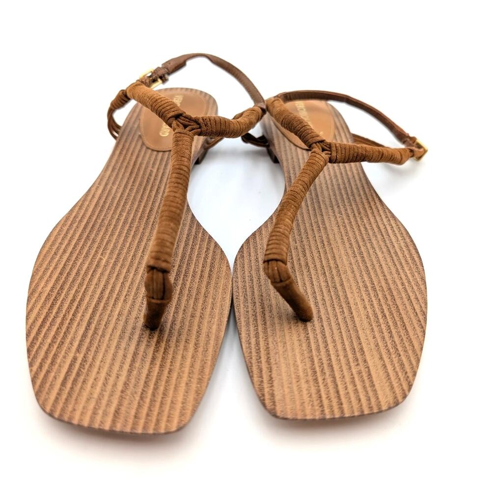 Veronica Beard Amelia Ankle Strap Thong Slingback Sandals Caramel Size US6.5M - Picture 2 of 12
